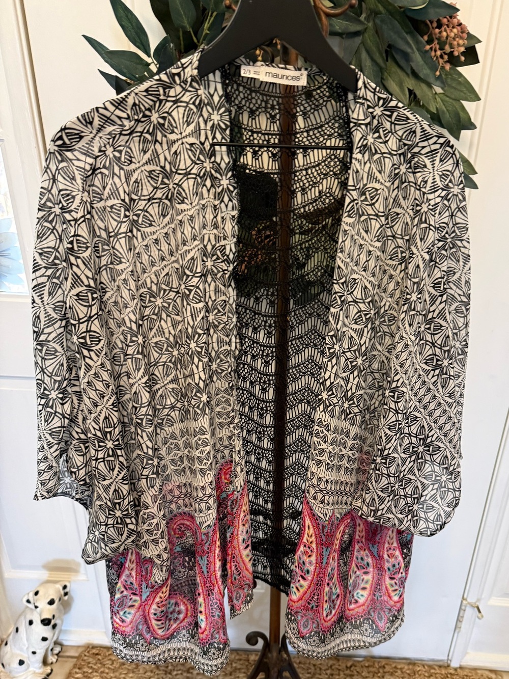 Maurices Boho Chic Vibrant Mixed Pattern Lightweight Kimono Kaftan Coverup 2/3